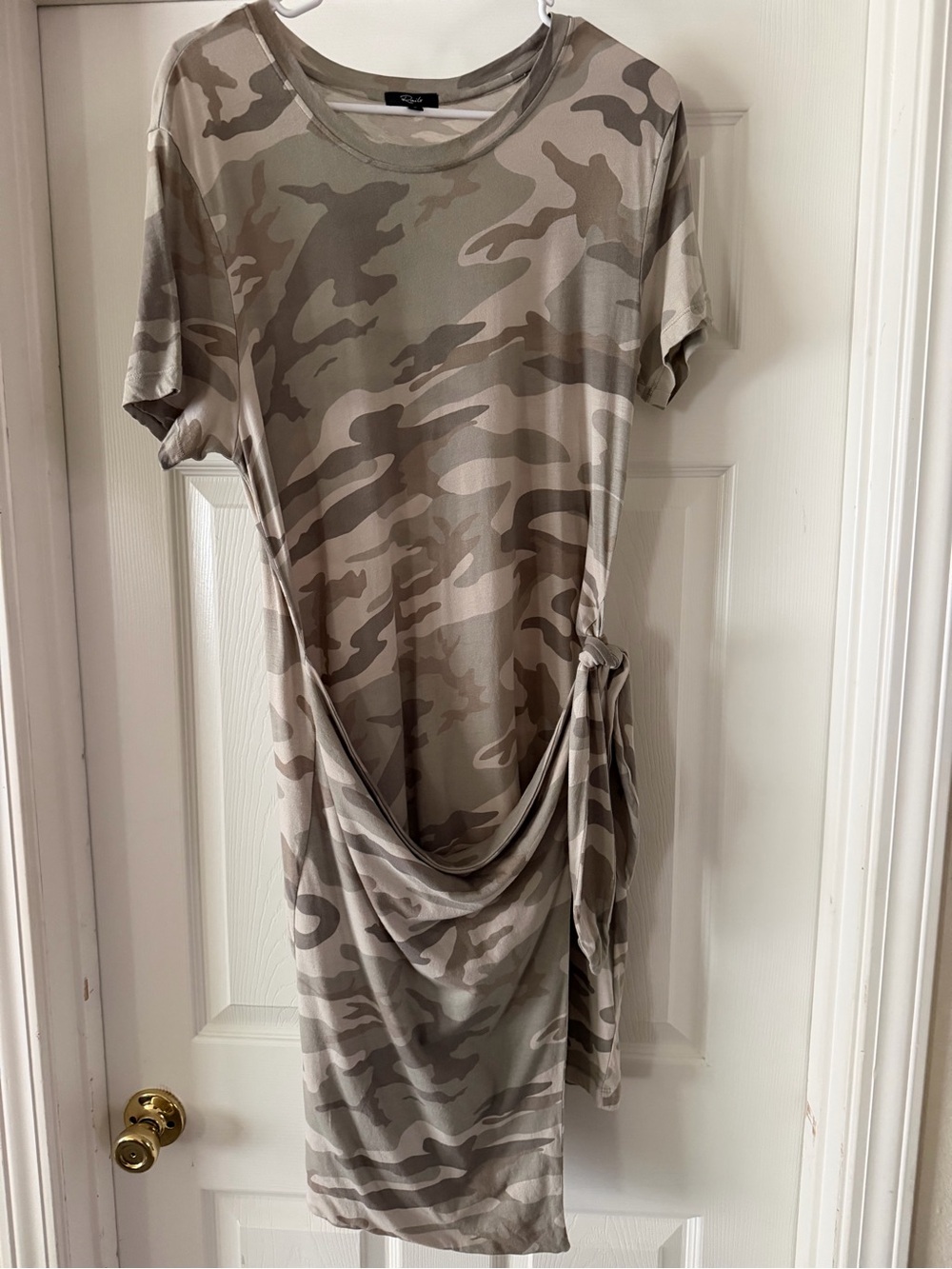 Rails Neutral Camo Tie-Side Midi Dress in Beige & Taupe